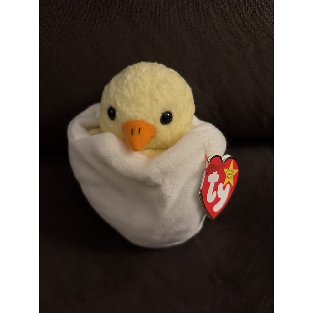 TY Beanie Baby Eggbert the Chick in Egg Stuffed Plush 1998 1999